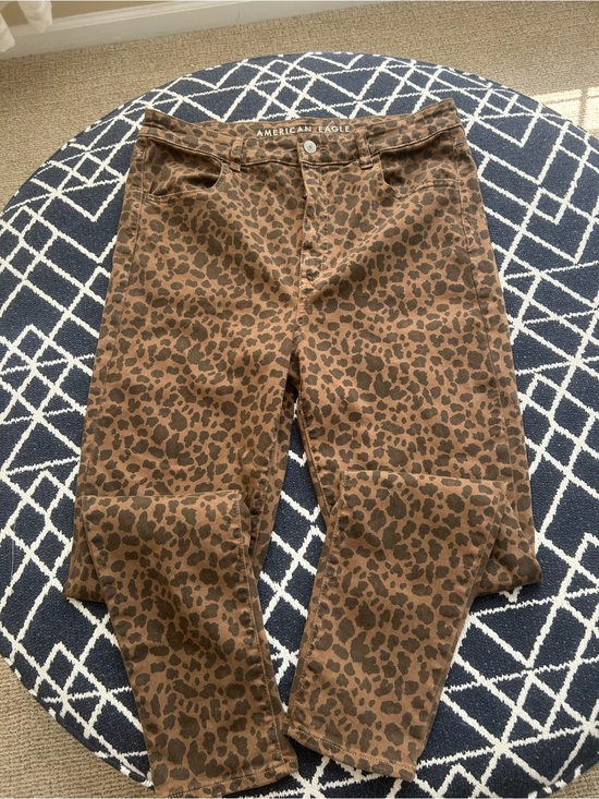 American Eagle Outfitters Denim - American Eagle Brown Leopard Print high rise jeggings size 14 stretch
